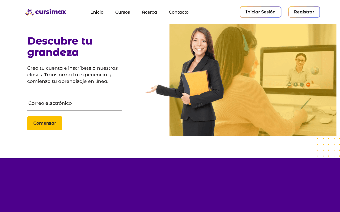 Cursimax Spanish-language online course marketplace home page