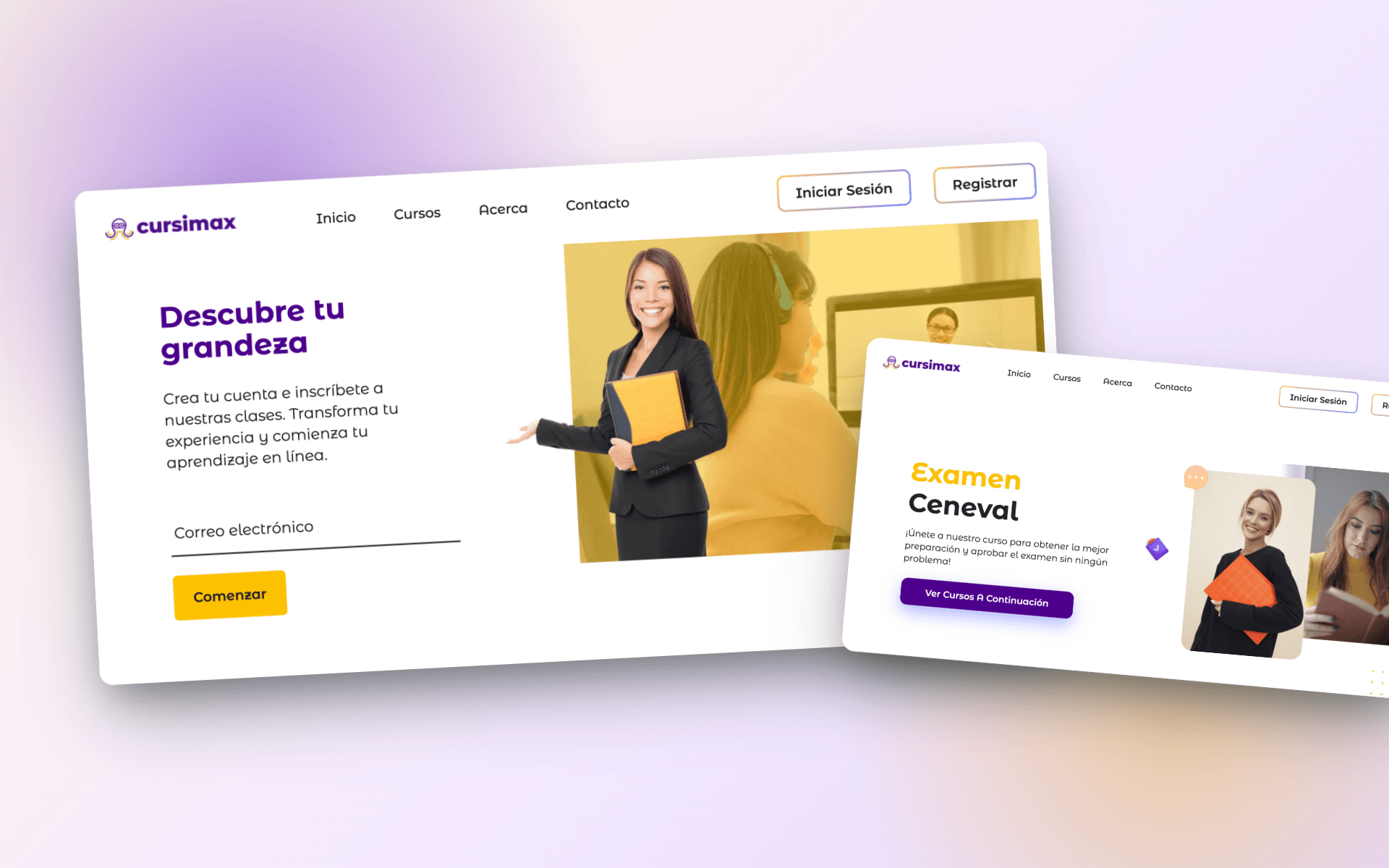 Cursimax homepage hero — Spanish-language course marketplace